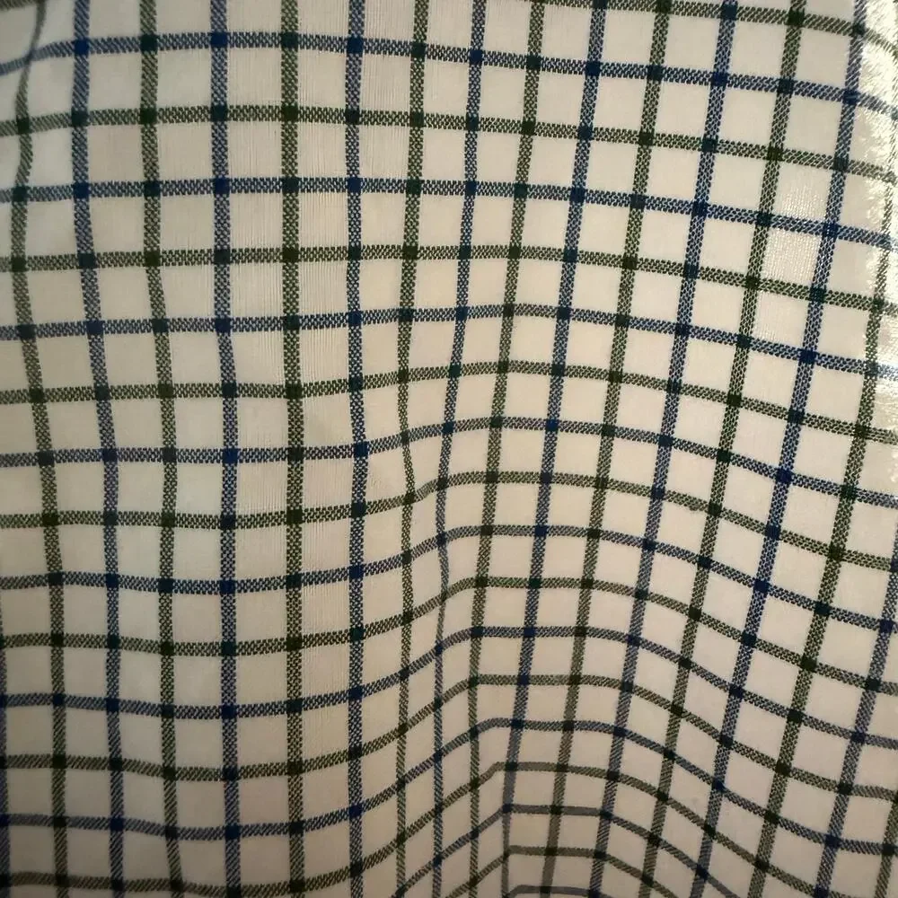 J.Crew Ludlow Two Ply Easy Care Cotton Dress Shirt, Blue Green Check, Size XL